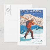 Skier, die Schneeschuhe tragen - Wyoming Postkarte (Vorne/Hinten)