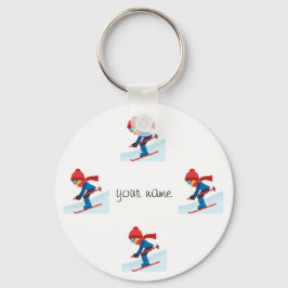 Skier Emoji und '' Ihr Name hier " Schlüsselanhänger