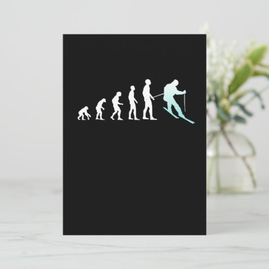 Skier Evolution Skifahren Snowboard Wintersport Dankeskarte (Stehend Vorderseite)