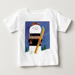 Skier für Schneemann Baby T-shirt