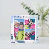 Skier & Grüße Weihnachten Moderne Winter 3 Foto (Stehend Vorderseite)