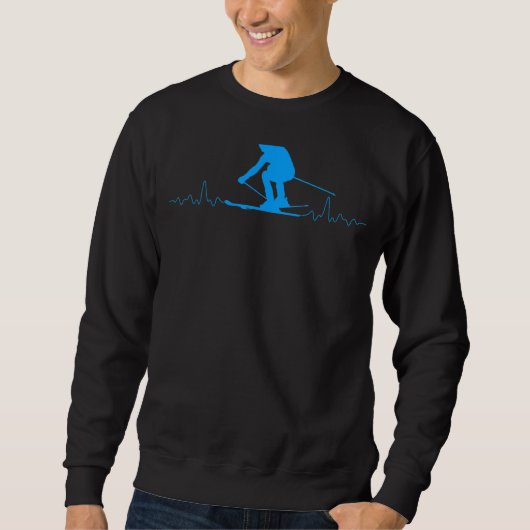 Skier Heartbeat Skiing Vatertag Sweatshirt (Vorderseite)