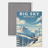 Skier in Big Sky Montana Magnet (Vorderseite/Rückseite)