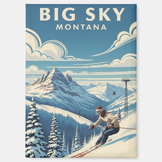 Skier in Big Sky Montana Magnet (Vorderseite)