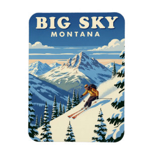 Skier in Big Sky Montana Magnet