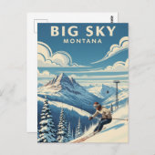 Skier in Big Sky Montana Postkarte (Vorne/Hinten)