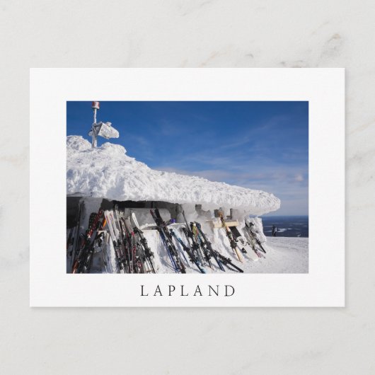Skier in einem Skigebiet, Lappland, weiße Postkart Postkarte (Vorderseite)