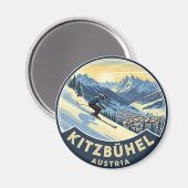 Skier in Kitzbühel Österreich Magnet (Vorderseite/Rückseite)