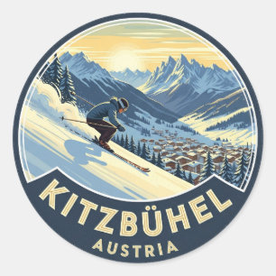 Skier in Kitzbühel Österreich Runder Aufkleber