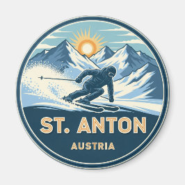 Skier in St. Anton Österreich Magnet