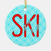 Skier Keramik Ornament (Vorne)