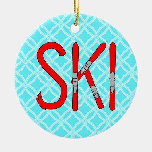 Skier Keramik Ornament (Vorne)