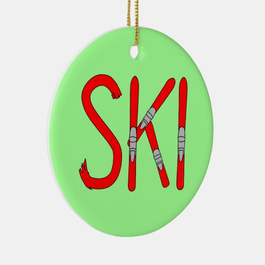 Skier Keramik Ornament (Rechts)