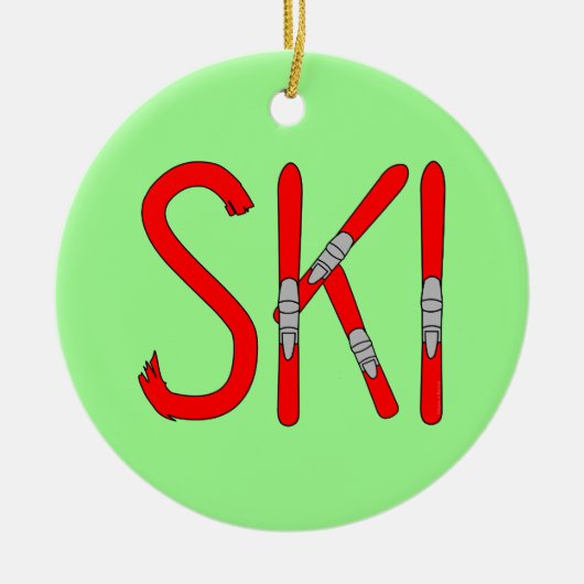 Skier Keramik Ornament (Vorne)