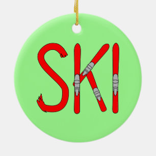 Skier Keramik Ornament
