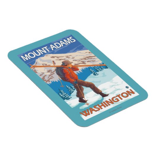 Skier mit Schneeschuhen - Berg Adams, WA Magnet (Rechte Seite)