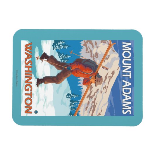 Skier mit Schneeschuhen - Berg Adams, WA Magnet (Horizontal)