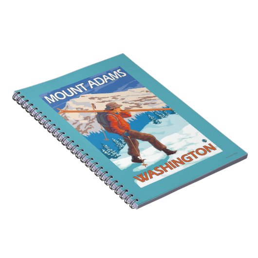 Skier mit Schneeschuhen - Berg Adams, WA Notizblock (Rechte Seite)