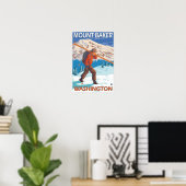 Skier mit Schneeschuhen - Berg Baker, WA Poster (Heimbüro)