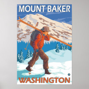 Skier mit Schneeschuhen - Berg Baker, WA Poster