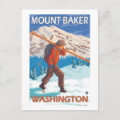 Skier mit Schneeschuhen - Berg Baker, WA Postkarte (Vorderseite)