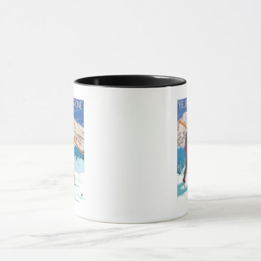 Skier mit Schneeschuhen - Yellowstone Nat'l Tasse (Zentrum)