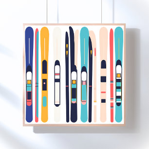 Skier Moderne Abstrakte Zeitgenössische Kunst Poster