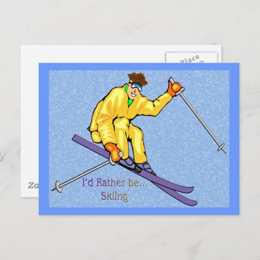 Skier Postkarte (Vorne/Hinten)