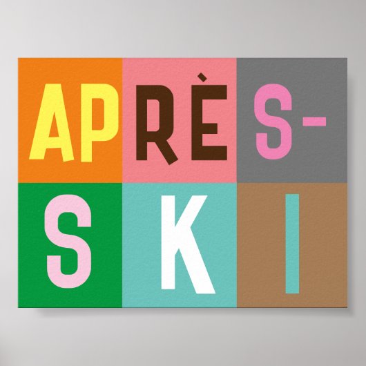Skier Retro Après Ski Color Blocks Poster (Vorne)