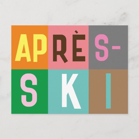 Skier Retro Après Ski Color Blocks Postkarte (Vorderseite)