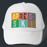 Skier Retro Après Ski Color Blocks Truckerkappe<br><div class="desc">Modernes Après-Ski-Design in farbenfrohen Farbblöcken und farbigen Buchstaben. Alpine Skiöffnung,  Skigebiet,  Ski Zuhause Design. Wunderschönes Wintersportspass für Skifahrer im Freundeskreis,  bei Kollegen oder in der Familie. Retro-Skifahrer gestalten Kunstwerke. Skifahrer Ski Wohngestaltung,  Skiteam,  Skicoach Geschenk.</div>