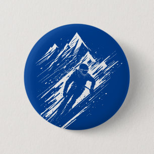 Skier Silhouette Graphic Art Button