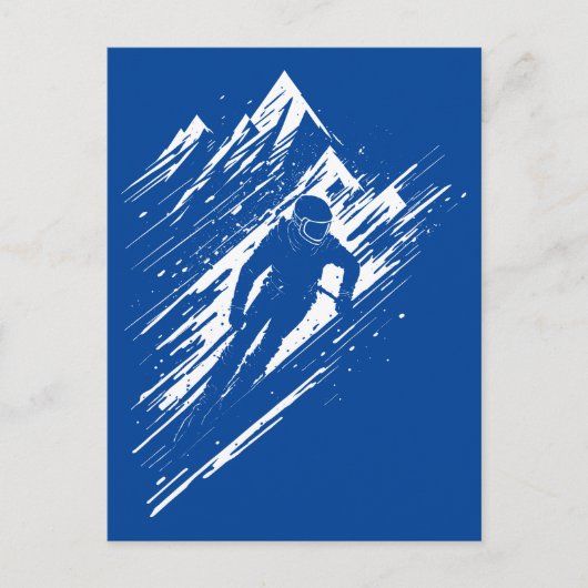 Skier Silhouette Graphic Art Postkarte (Vorderseite)