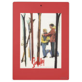 Skier sind von einem Poster Stehend Klemmbrett (Rückseite)