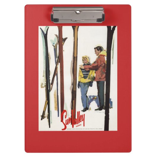 Skier sind von einem Poster Stehend Klemmbrett (Vorderseite)