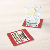 Skier sind von einem Poster Stehend Rechteckiger Pappuntersetzer (Vor Ort)