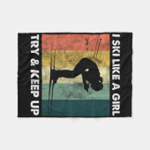 Skier Ski Retro Sportlerin Snow Sport Fleecedecke (Vorderseite (Horizontal))