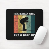 Skier Ski Retro Sportlerin Snow Sport Mousepad (Mit Mouse)