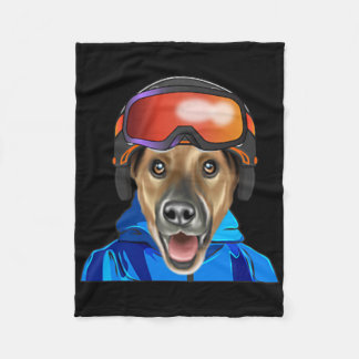 Skier Smooth Fox Terrier Snowboarder Pocket Fleecedecke