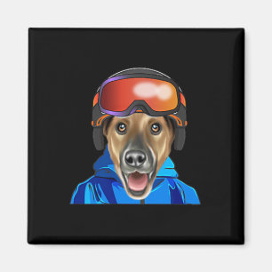 Skier Smooth Fox Terrier Snowboarder Pocket Magnet