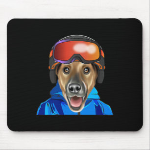 Skier Smooth Fox Terrier Snowboarder Pocket Mousepad