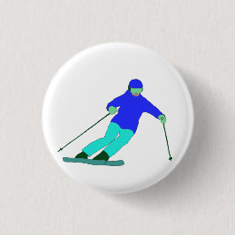 Skier Snow Skiing Button