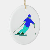 Skier Snow Skiing Keramik Ornament (Rechts)