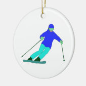 Skier Snow Skiing Keramik Ornament (Links)