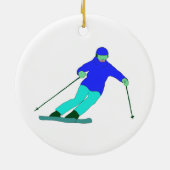 Skier Snow Skiing Keramik Ornament (Hinten)