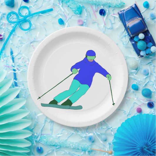 Skier Snow Skiing Pappteller (Party)