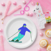 Skier Snow Skiing Pappteller (Party)