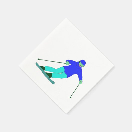 Skier Snow Skiing Serviette (Ecke)