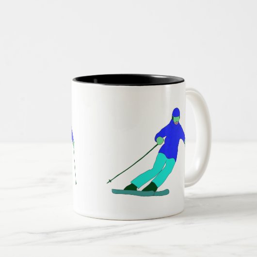 Skier Snow Skiing Zweifarbige Tasse (VorderseiteRechts)