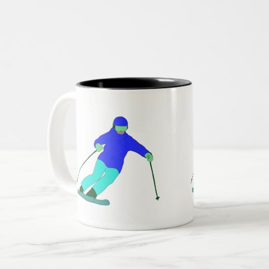 Skier Snow Skiing Zweifarbige Tasse (Vorderseite Links)
